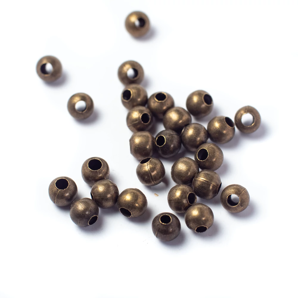 Golyó köztes, antik bronz színű, 6 mm