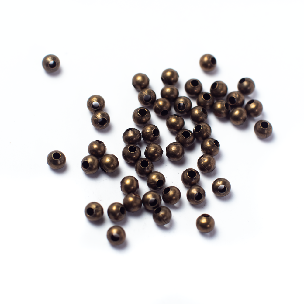 Golyó köztes, antik bronz színű, 3 mm, 50 db/cs