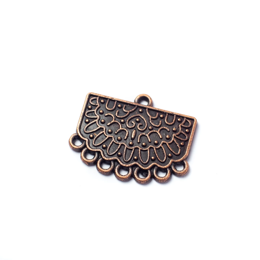 Karkötőalap, fülbevalóalap, medálalap, összekötő, vörösréz színű, 22x18 mm