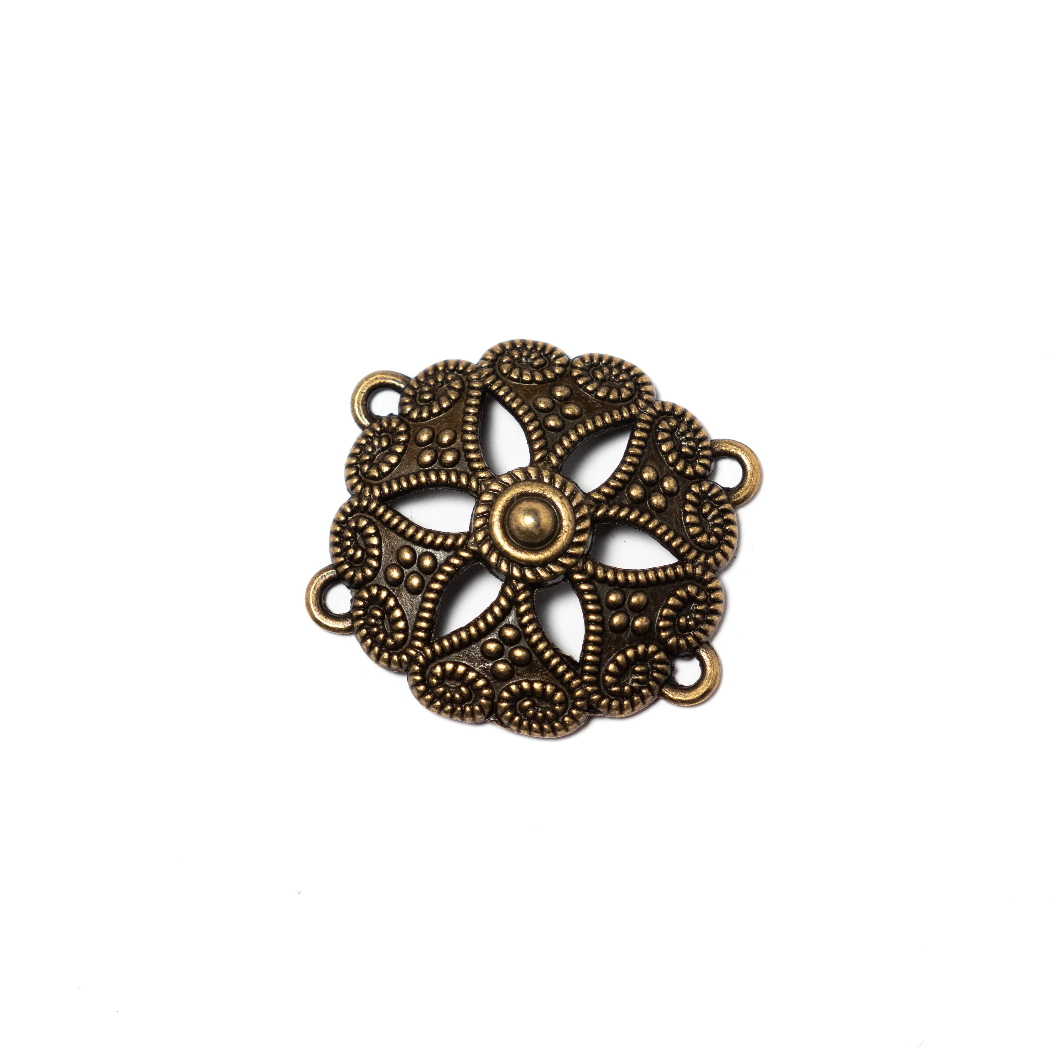 Mintás összekötő, karkötőalap, antik bronz színű, 30x30 mm
