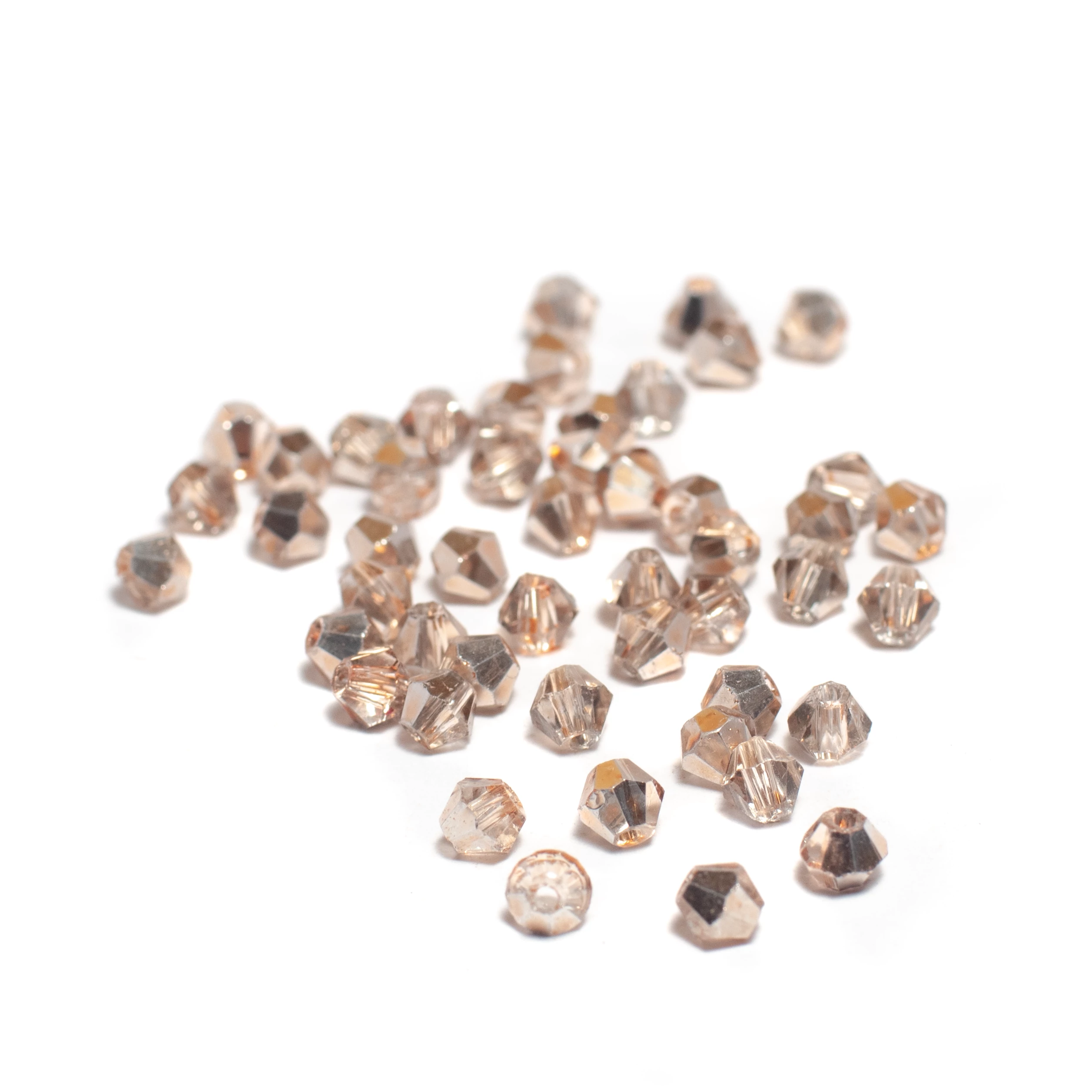 Metál pezsgő színű csiszolt bicone üveg gyöngy, 4 mm