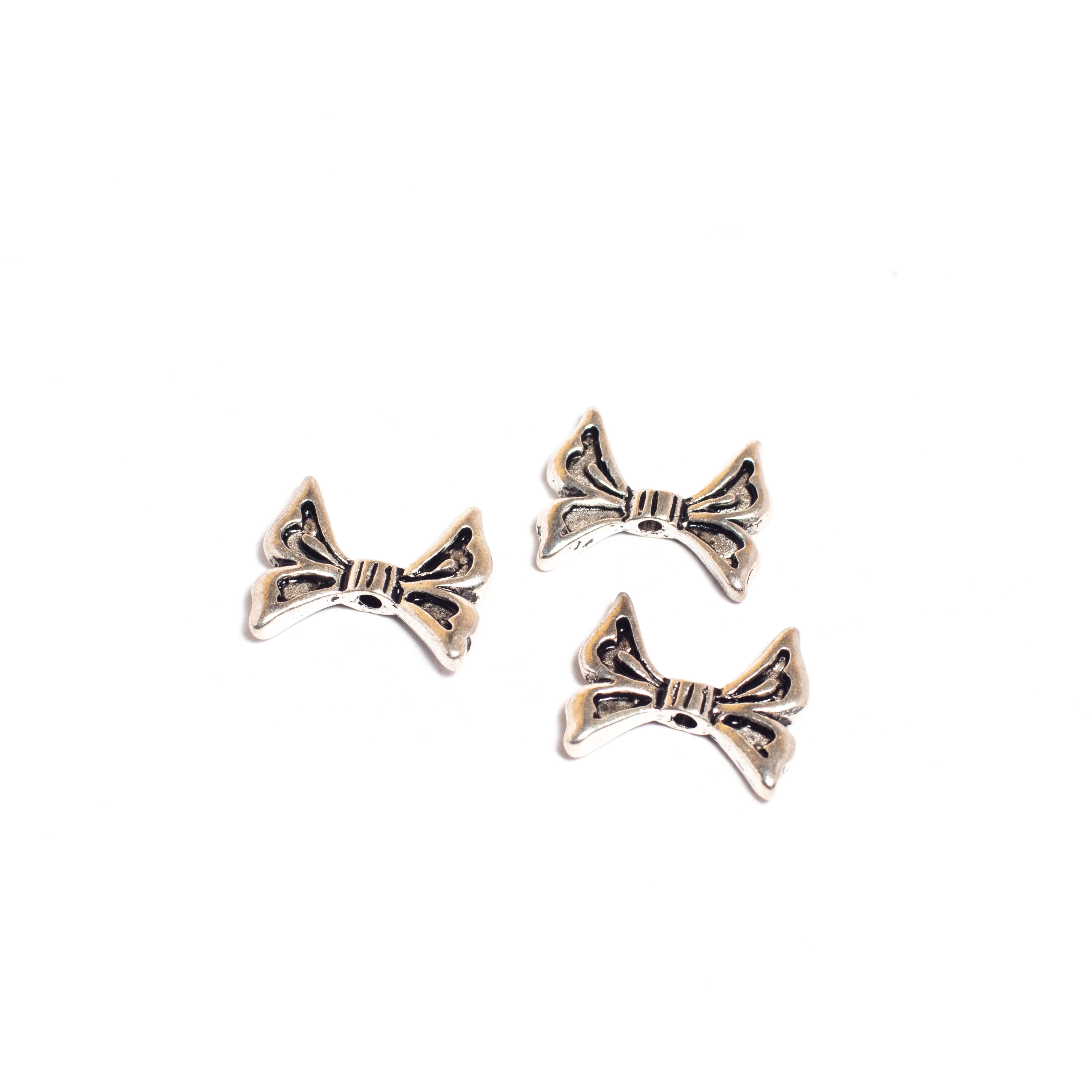 Angyalszárny köztes, antik ezüst színű, 14x13 mm