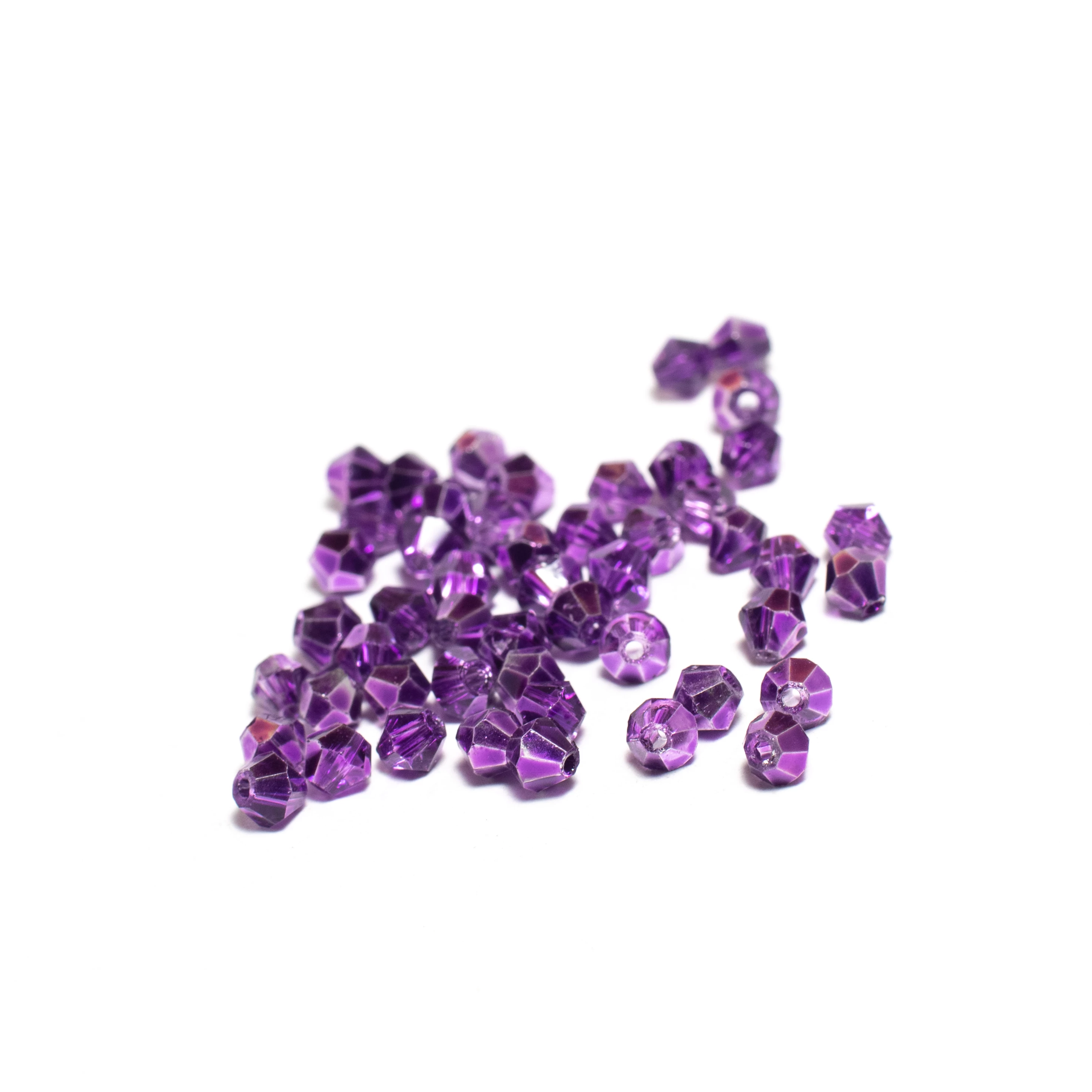 Metál sötétlila csiszolt bicone üveg gyöngy, 4 mm