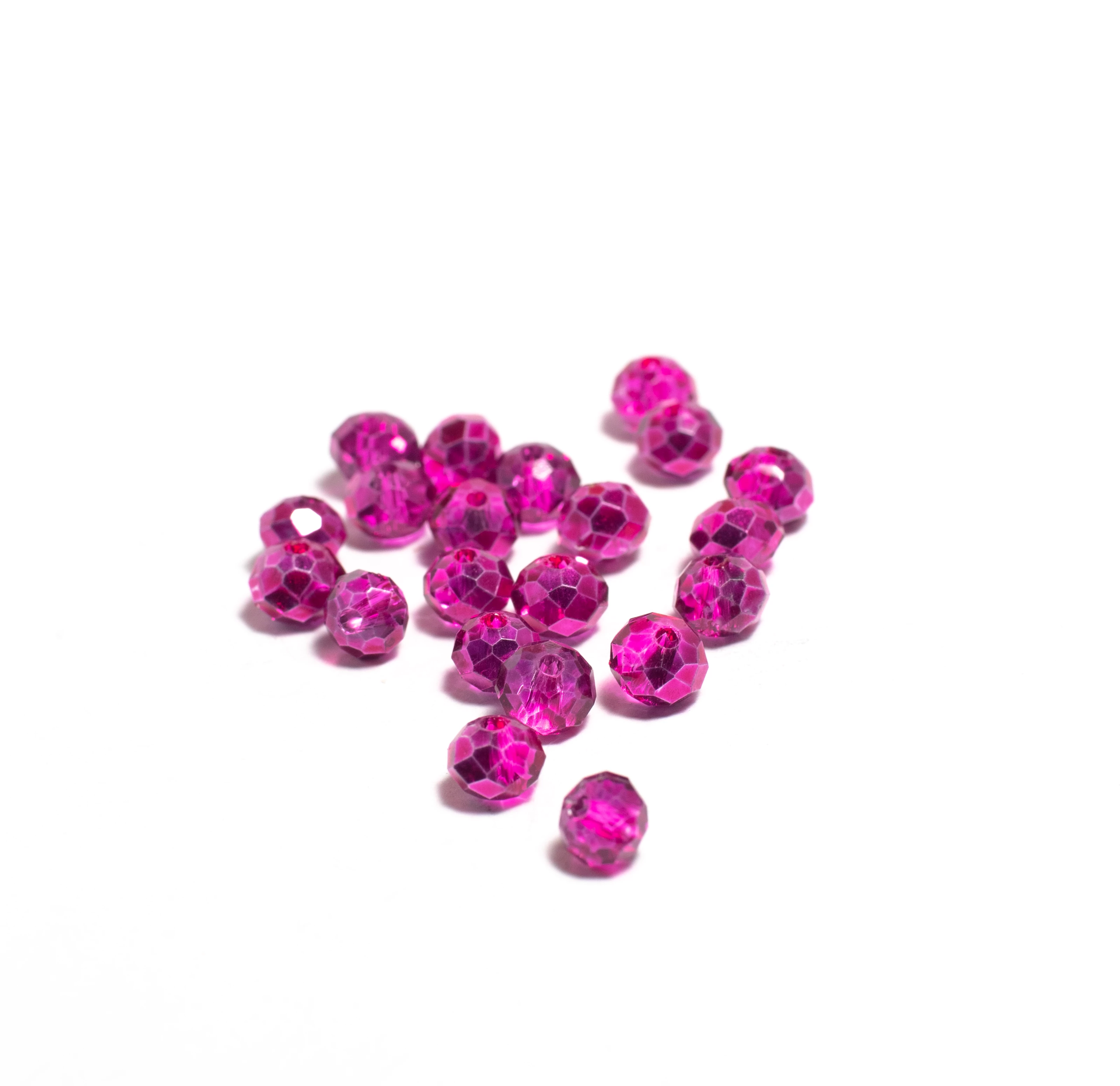 Metál pink csiszolt üveg gyöngy, fánk, abakusz, 6x4 mm