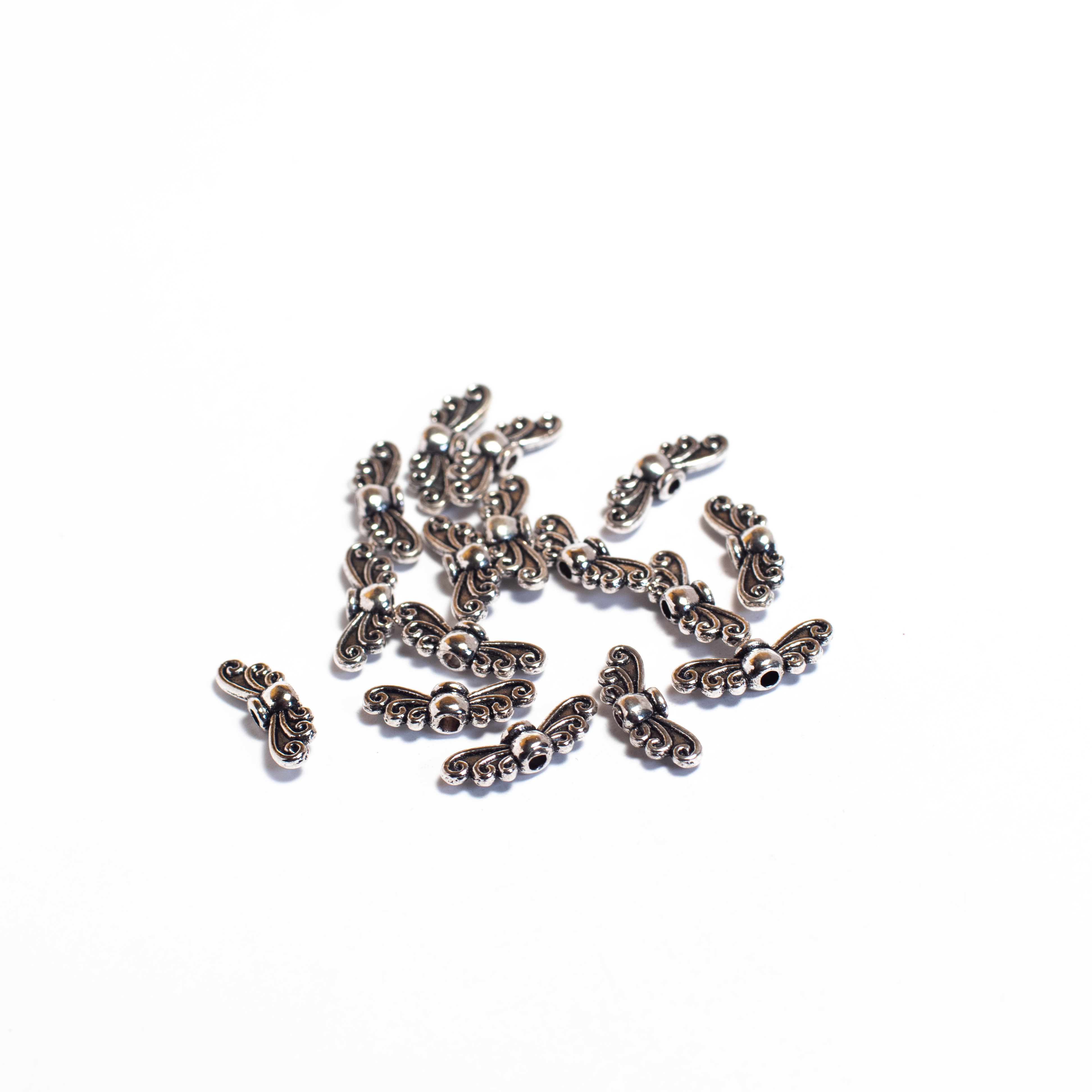 Angyalszárny köztes, antik ezüst színű, 14x4 mm