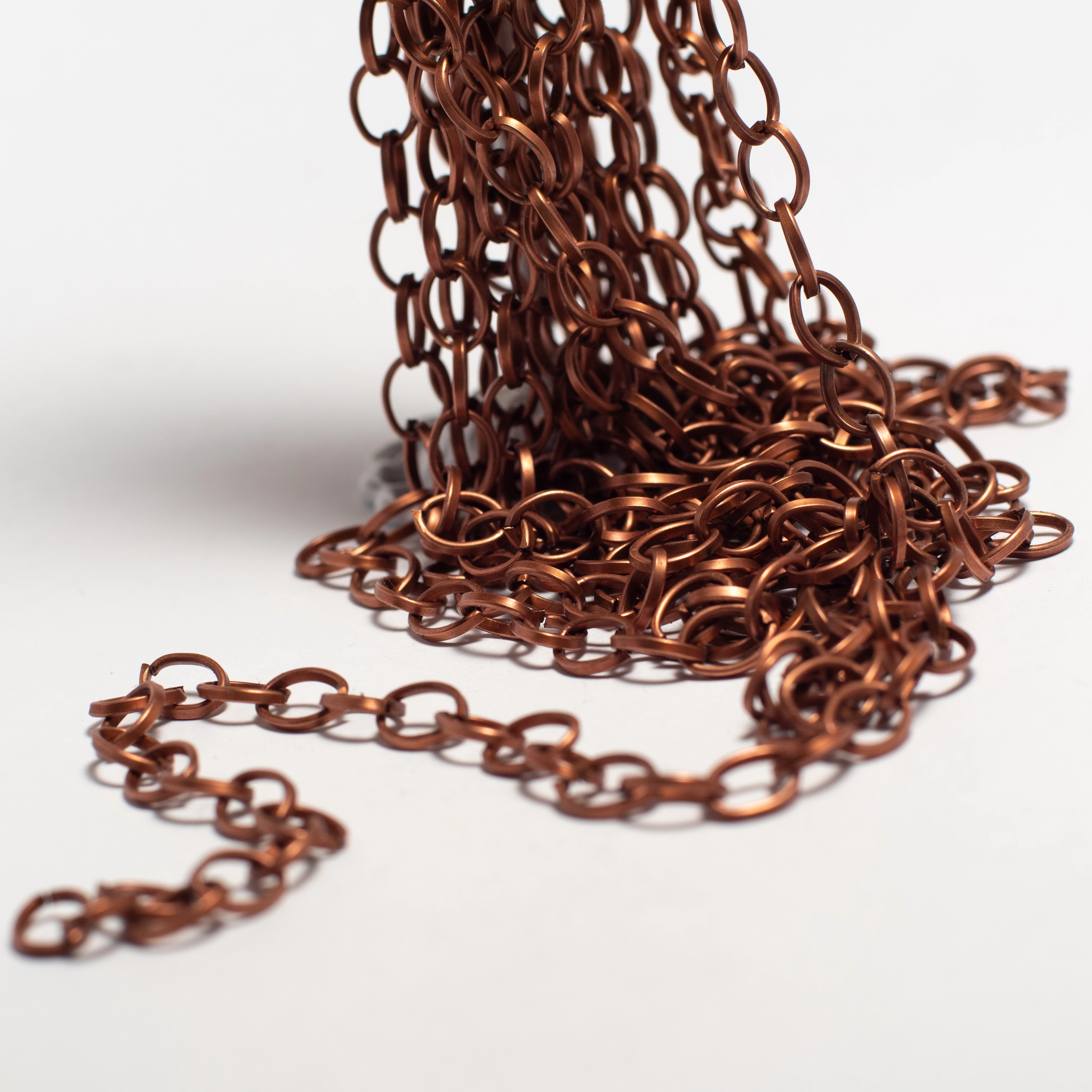 Lánc, ovális, nagy szemű, vörösréz színű, 8x6 mm szemméret, 50 cm
