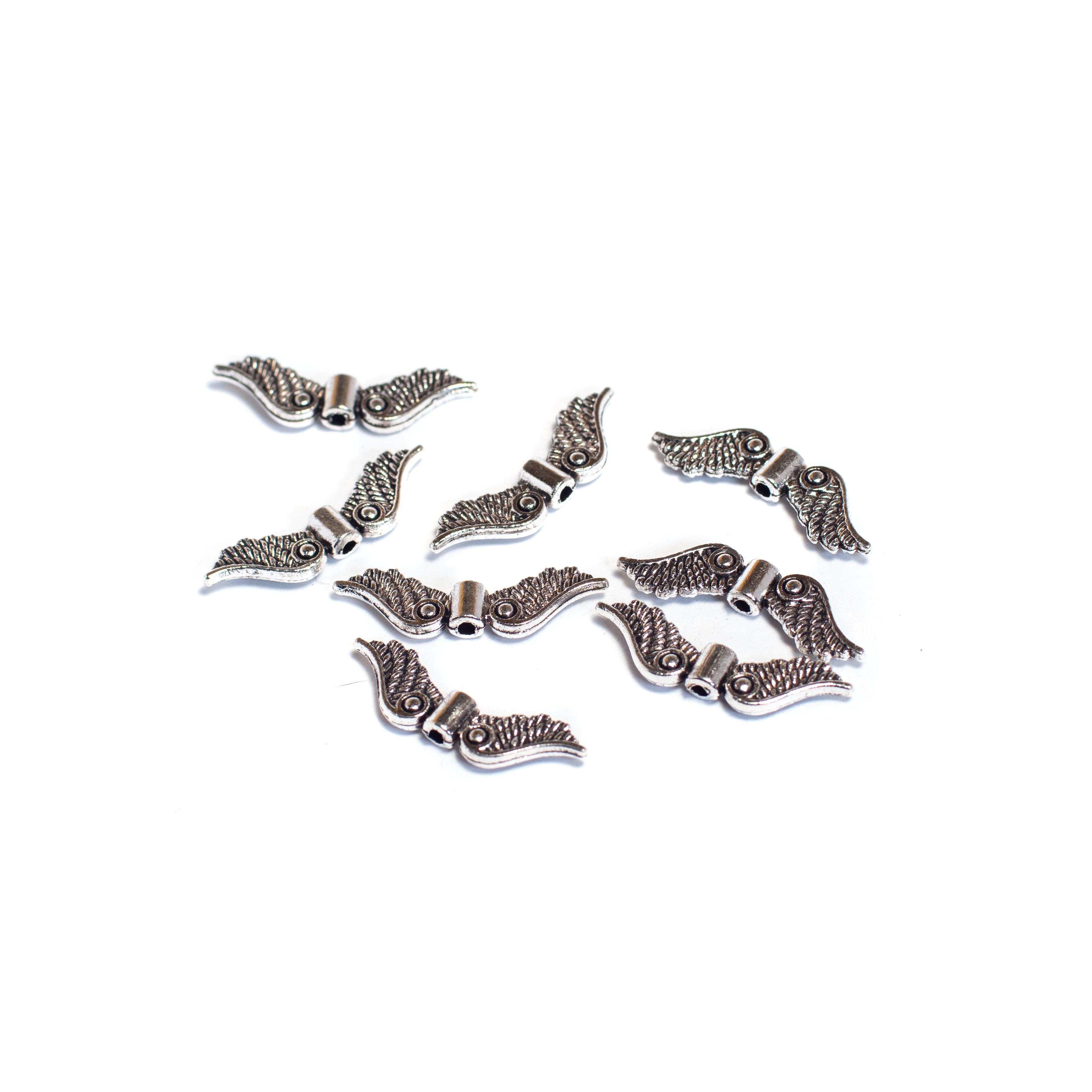 Angyalszárny köztes, antik ezüst színű, 22x7 mm