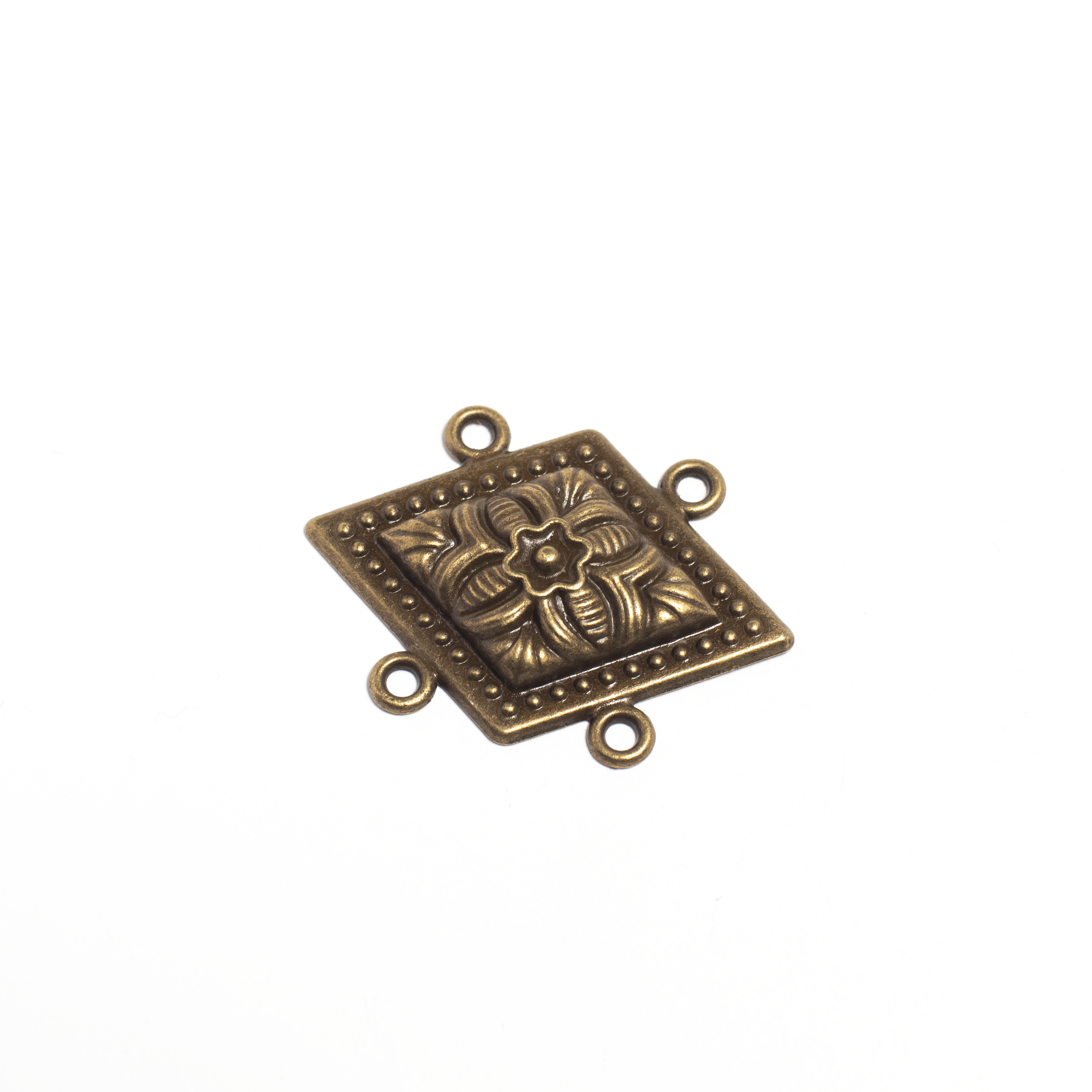 Rombusz karkötőalap, összekötő, medál, antik bronz színű, 43x30 mm