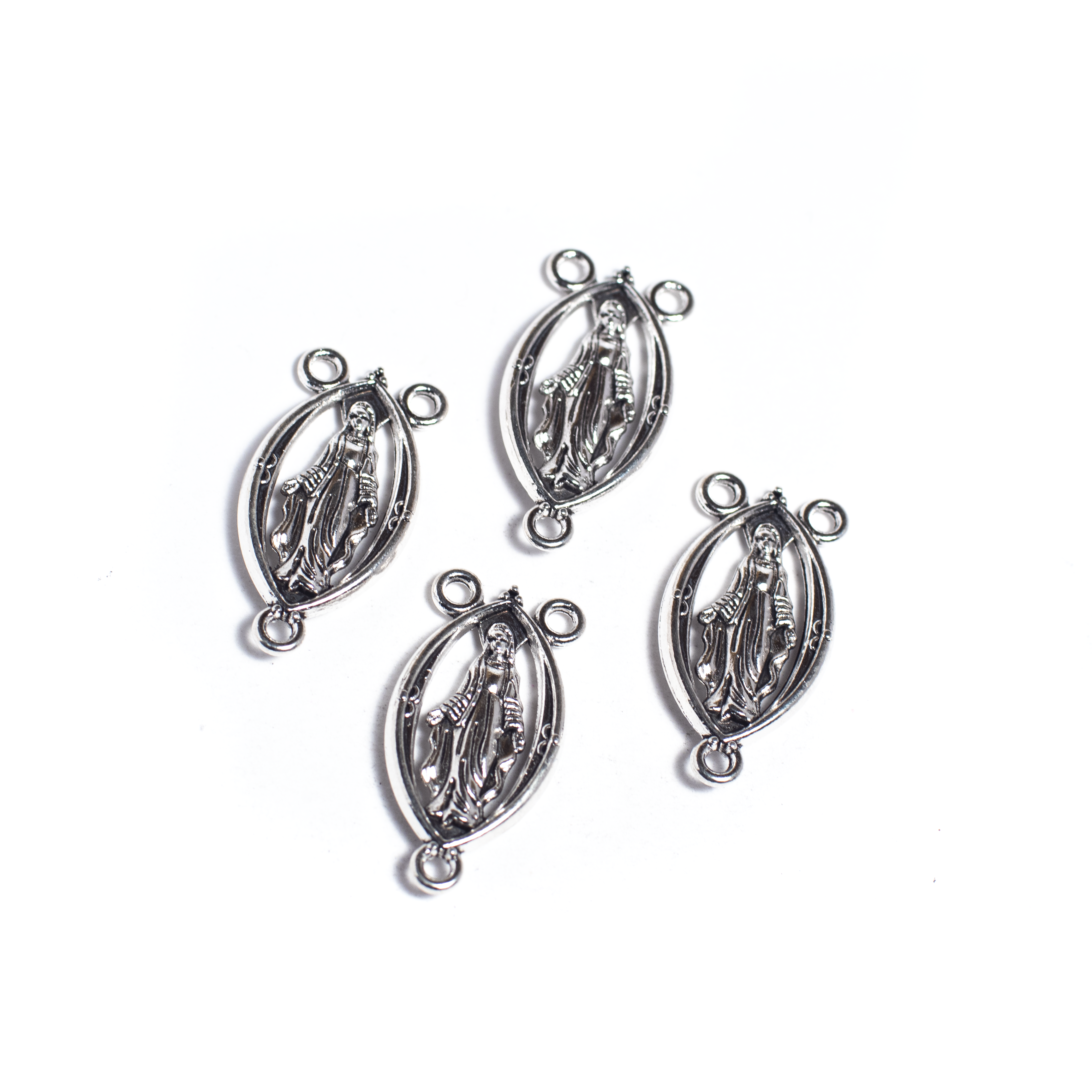 Rózsafüzér összekötő, antik ezüst színű, 25x13 mm