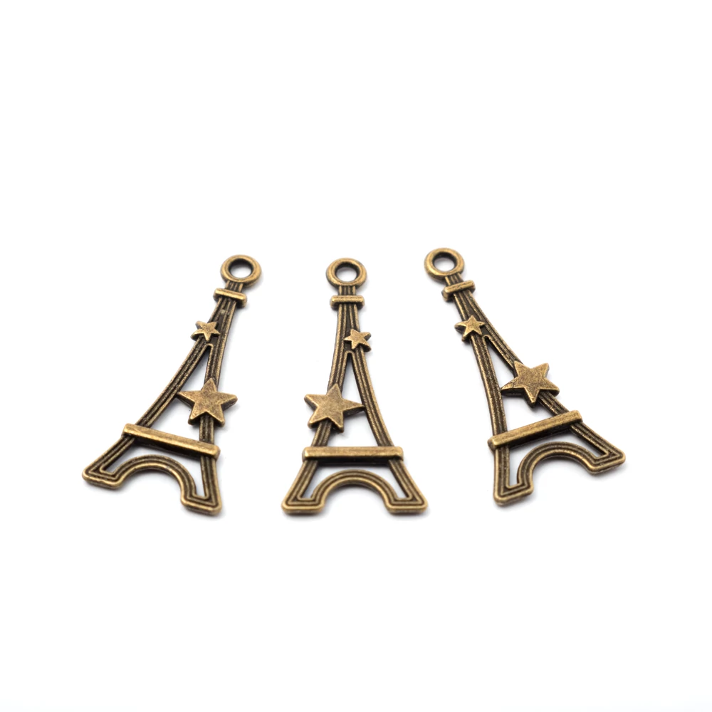 Eiffel-torony fityegő, medál, antik bronz színű, 28x13 mm