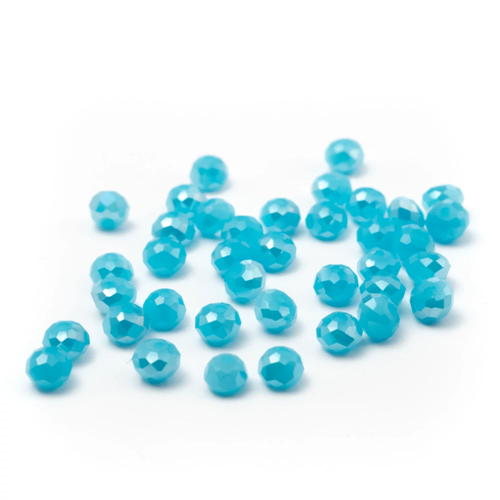 Jáde kék AB csiszolt üveg gyöngy, fánk, abakusz, 4x3 mm