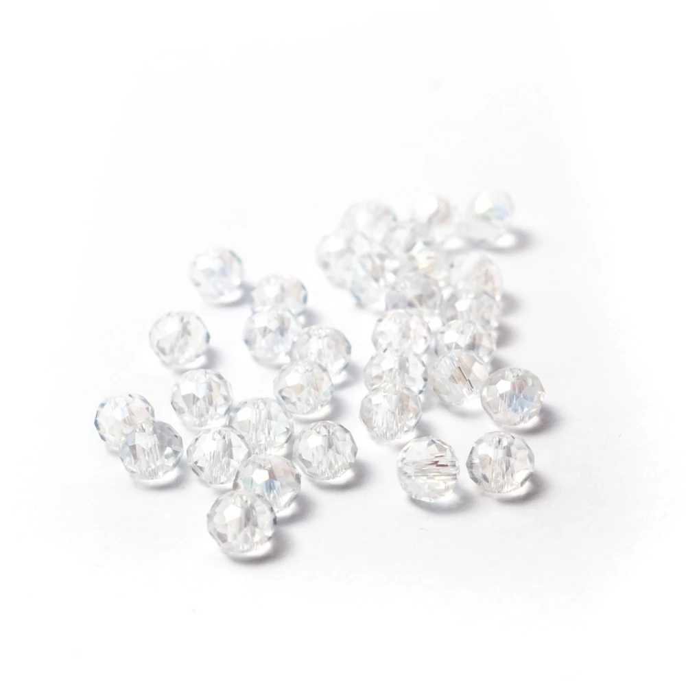 Kristály AB csiszolt üveg gyöngy, fánk, abakusz, 4x3 mm