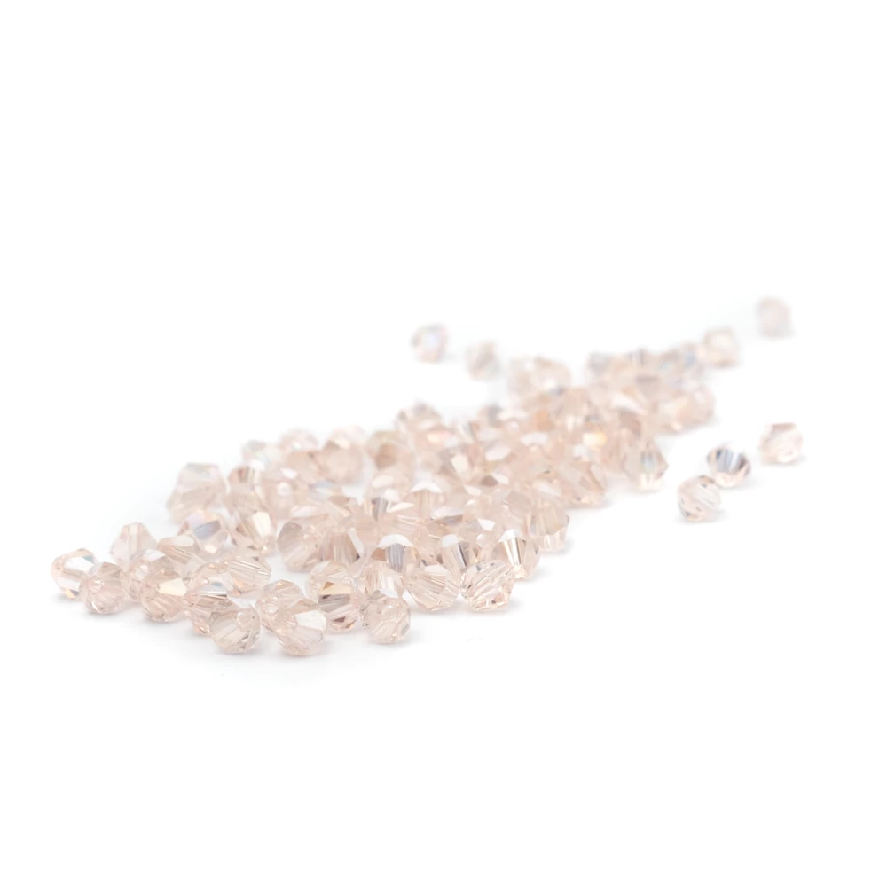 Rózsaszín AB csiszolt bicone üveg gyöngy, 3 mm