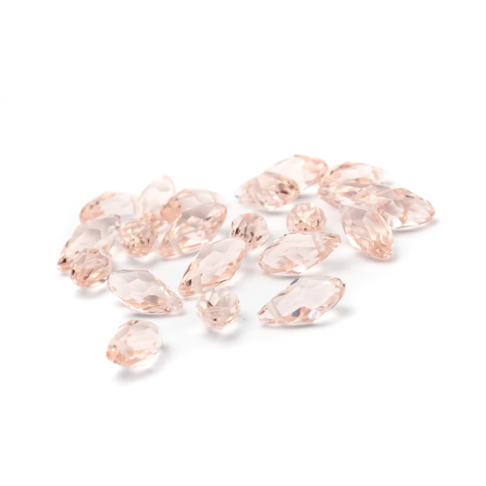 Rózsaszín csiszolt csepp üveg gyöngy, 12x6 mm