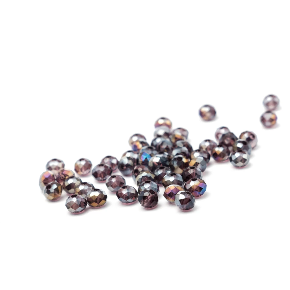 Lila AB csiszolt üveg gyöngy, fánk, abakusz, 4x3 mm