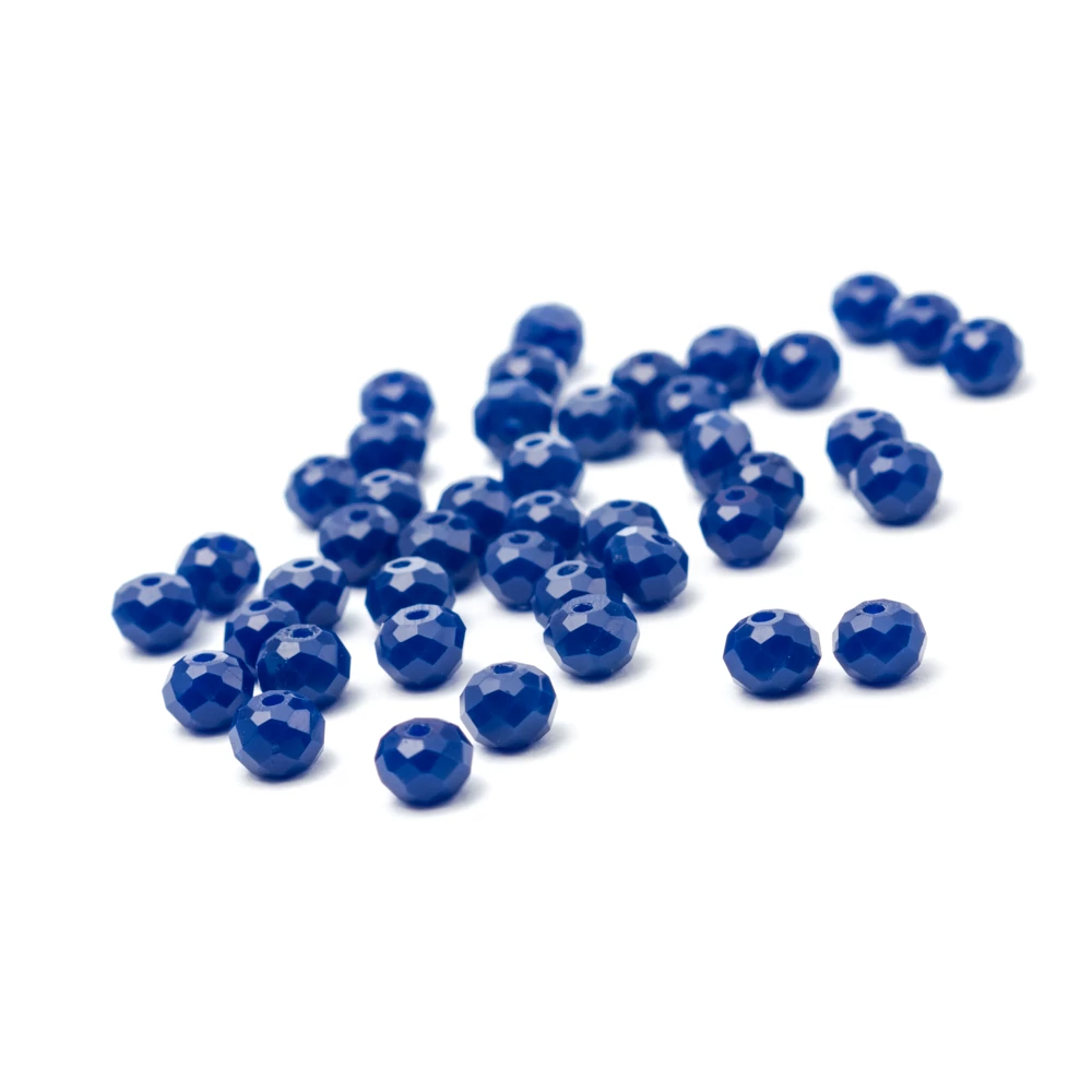 Sötétkék csiszolt üveg gyöngy, fánk, abakusz, 4x3 mm