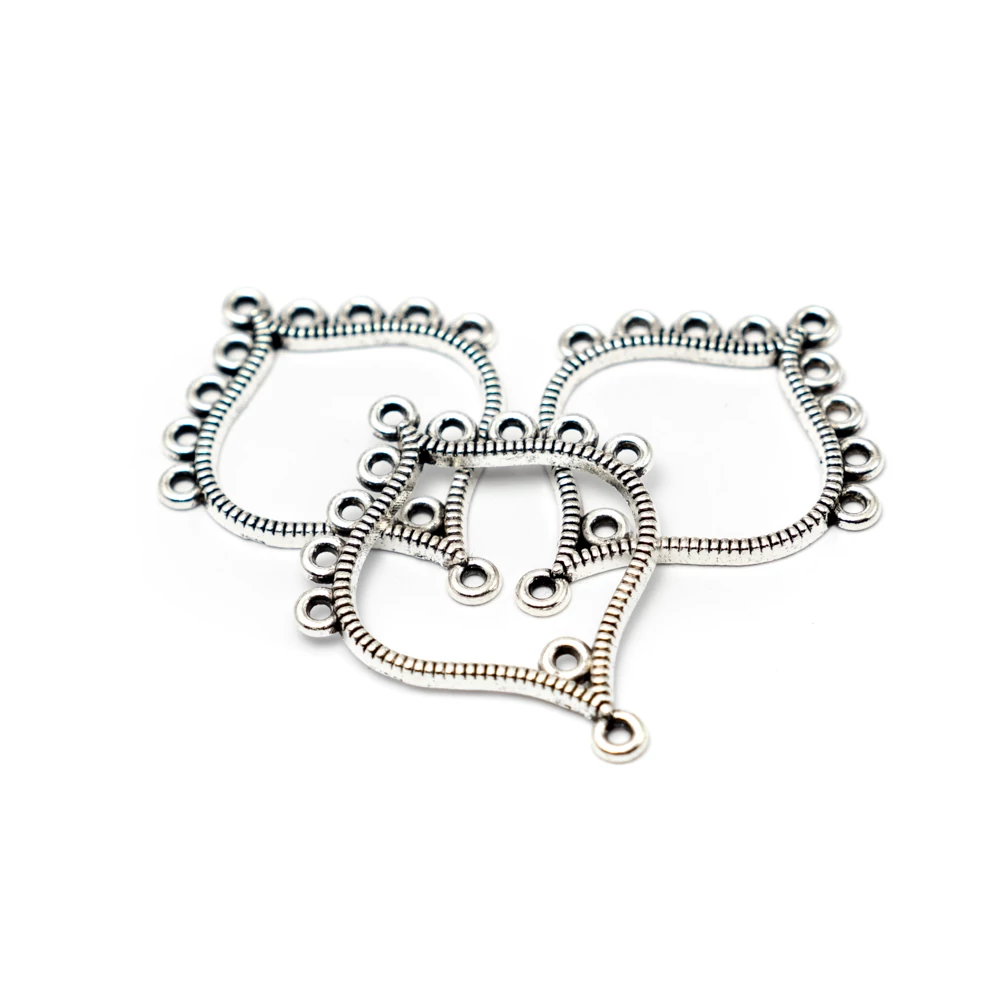 Csepp összekötő, fülbevalóalap, antik ezüst színű, 38x31 mm