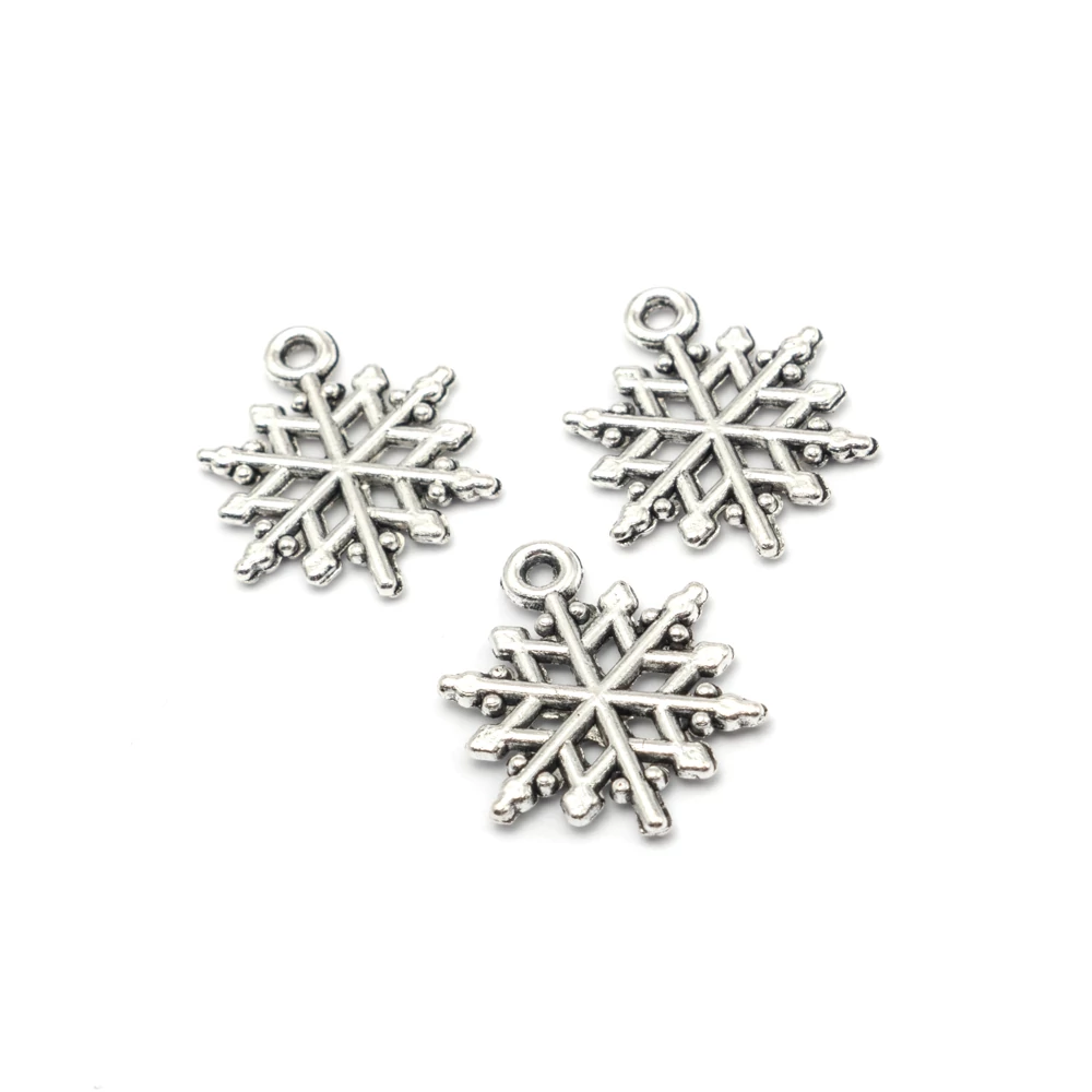Hópehely, hópihe, jégvirág fityegő, medál, antik ezüst színű, 20x16 mm