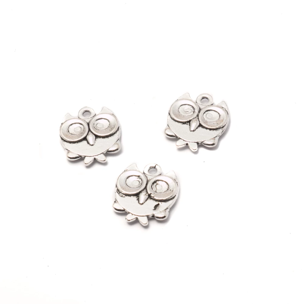 Bagoly fityegő, medál, antik ezüst színű, 17x14 mm