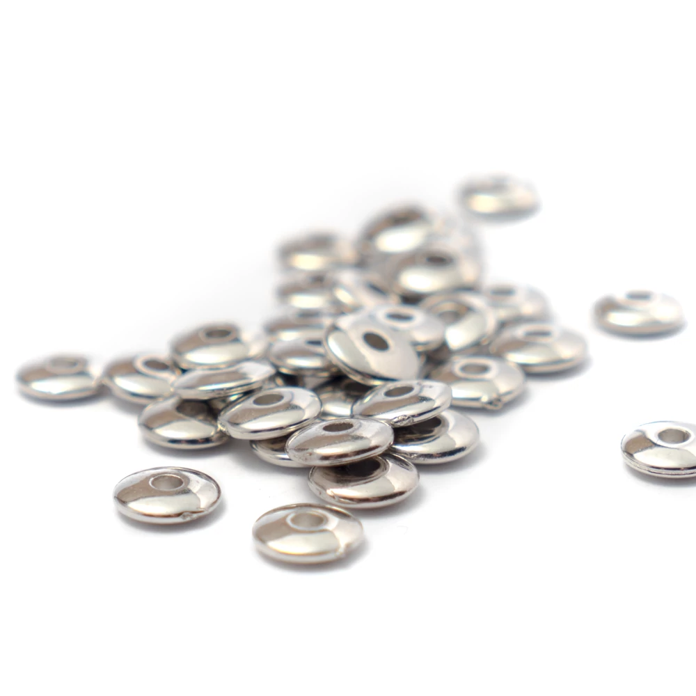 Lencse köztes, akril, antik ezüst színű, 6 mm, 50 db/cs