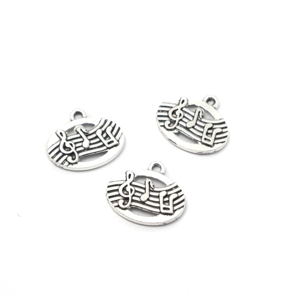 Hangjegy, kotta, violinkulcs fityegő, medál, antik ezüst színű, 20x17mm