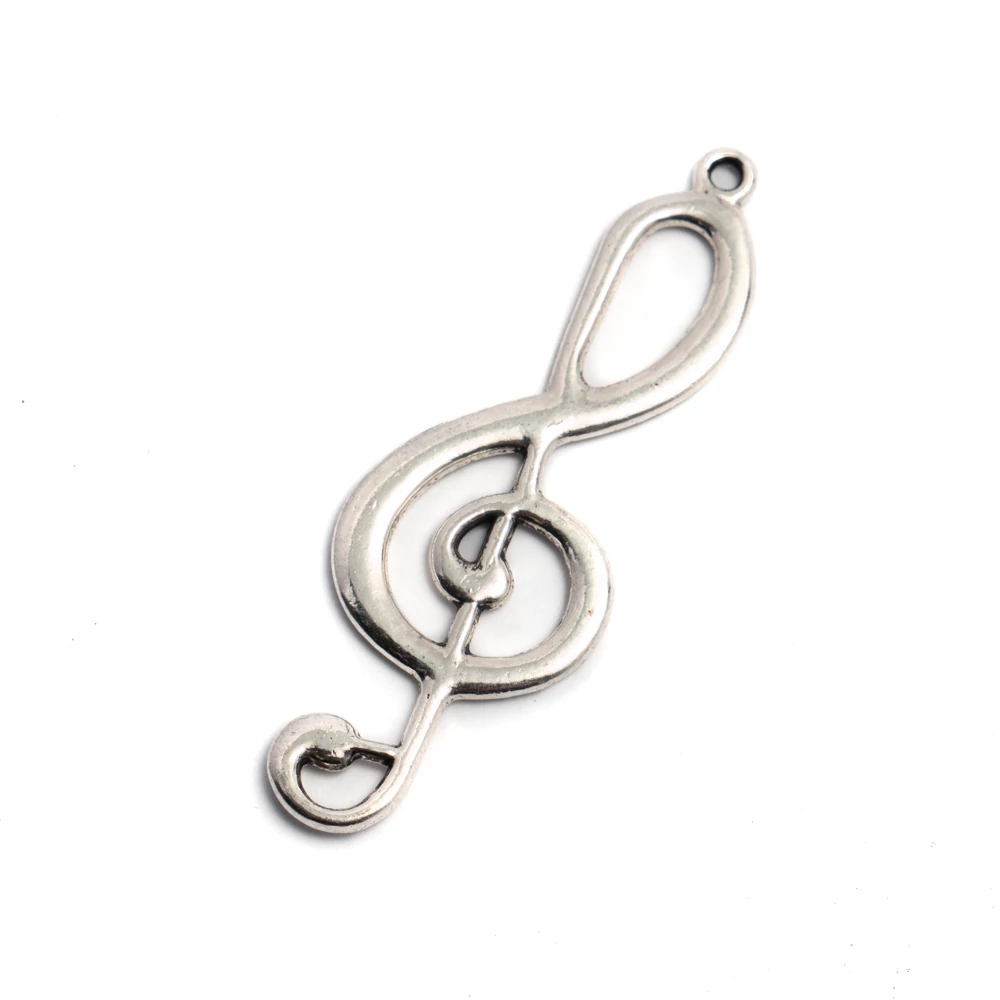 Violinkulcs medál, antik ezüst színű, 60x21 mm