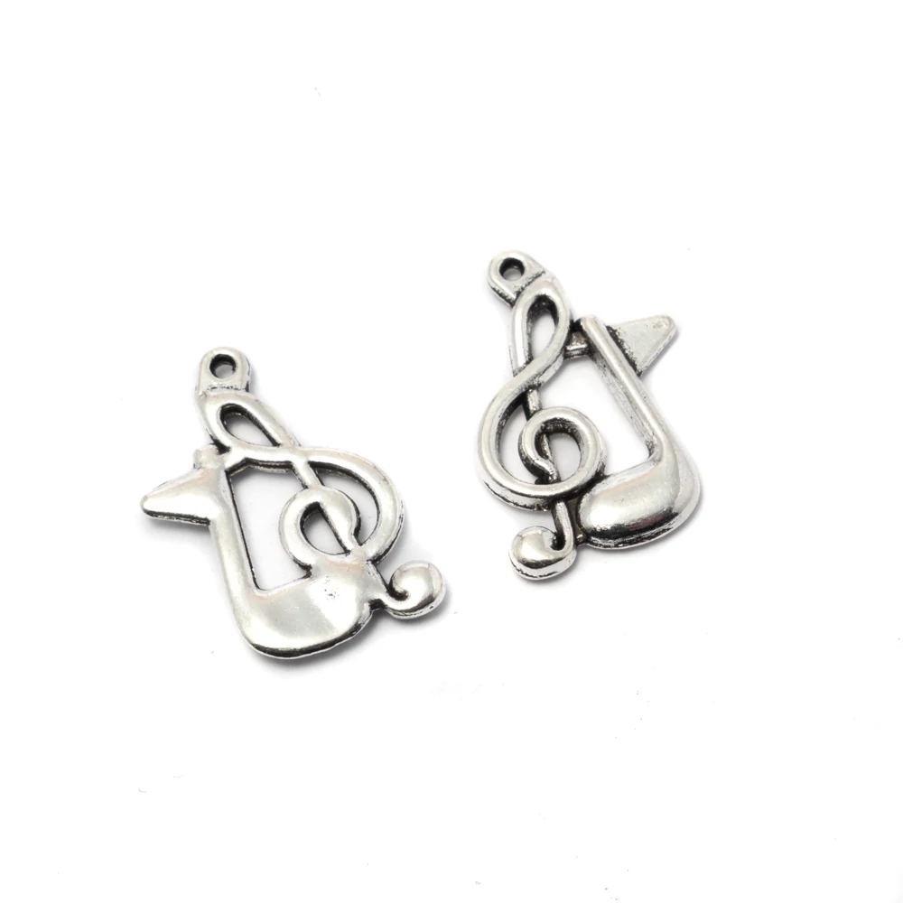 Violinkulcs, kotta fityegő, antik ezüst színű, 22x14 mm