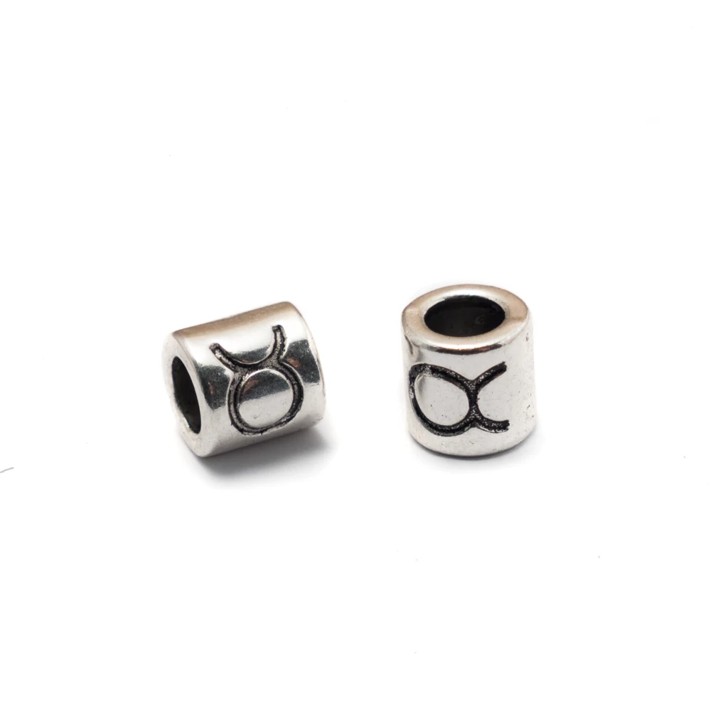 Horoszkóp köztes, Bika, antik ezüst színű, 8x8 mm