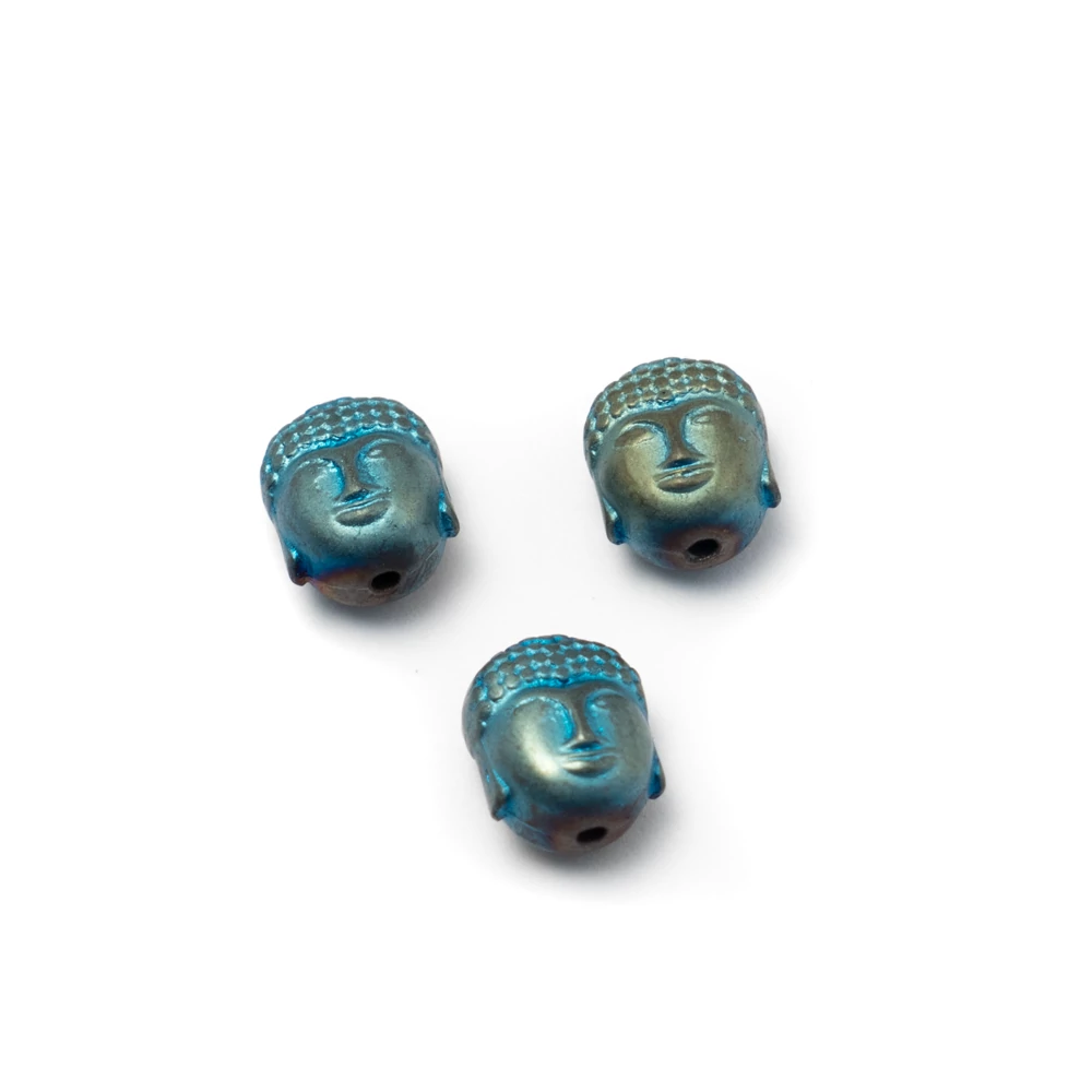 Hematit Buddha fej, 10x8x6 mm