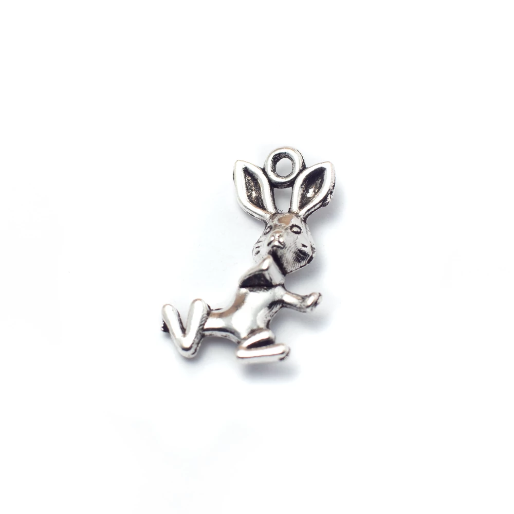 Nyúl, nyuszi fityegő, medál, antik ezüst színű, 20x12x5 mm