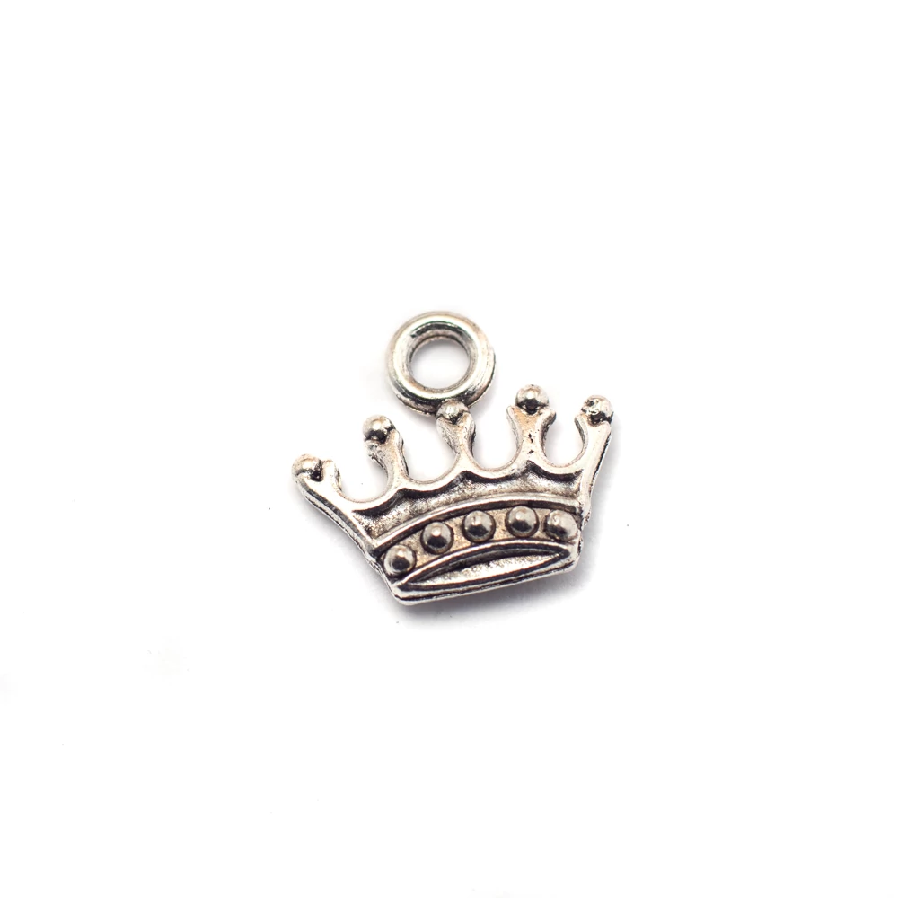 Korona fityegő, medál, antik ezüst színű, 14x13 mm