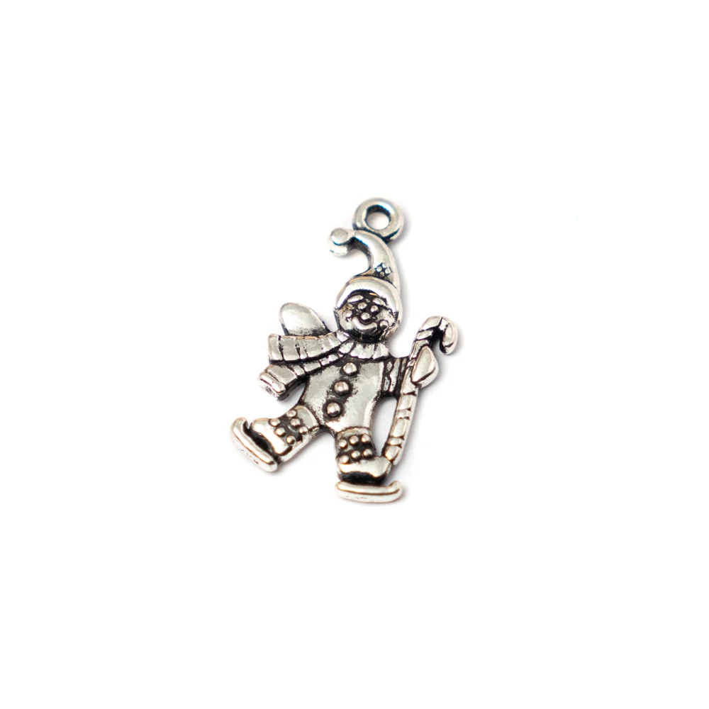 Hóember fityegő, medál, antik ezüst színű, 25x13 mm