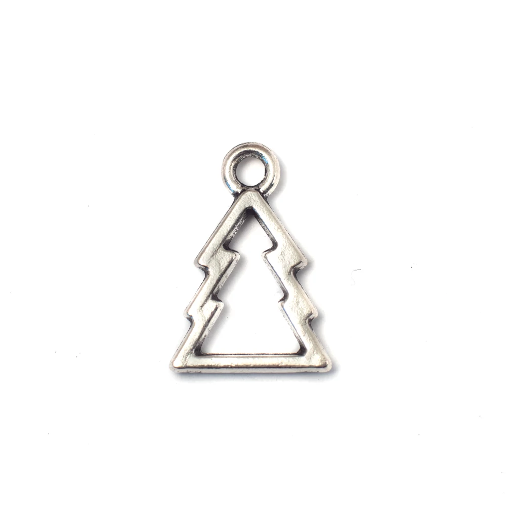 Fenyőfa fityegő, medál, antik ezüst színű, 18x12 mm