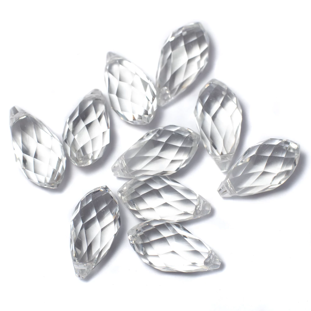 Kristály csiszolt csepp üveg gyöngy, 20x10 mm