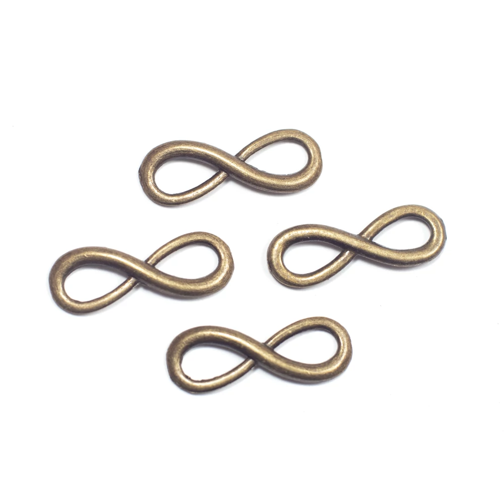 Végtelen, nyolcas fityegő, medál, antik bronz színű, 24x8 mm