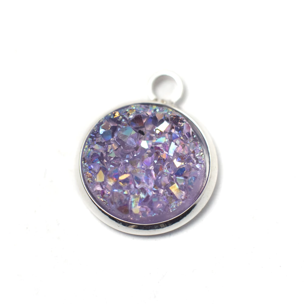 Lila AB műgyanta kaboson, fityegő, medál, 17x14 mm