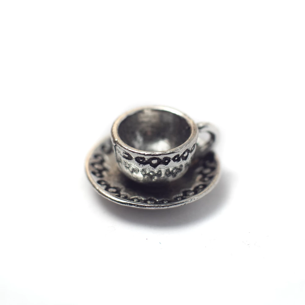 Csésze fityegő, medál, antik ezüst színű, 14x14x8mm