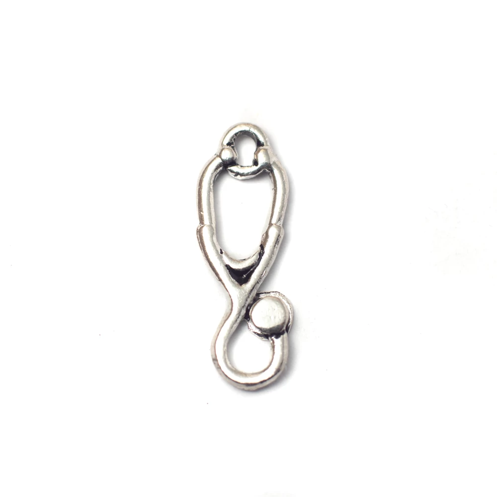 Sztetoszkóp fityegő, medál, antik ezüst színű, 23x8 mm