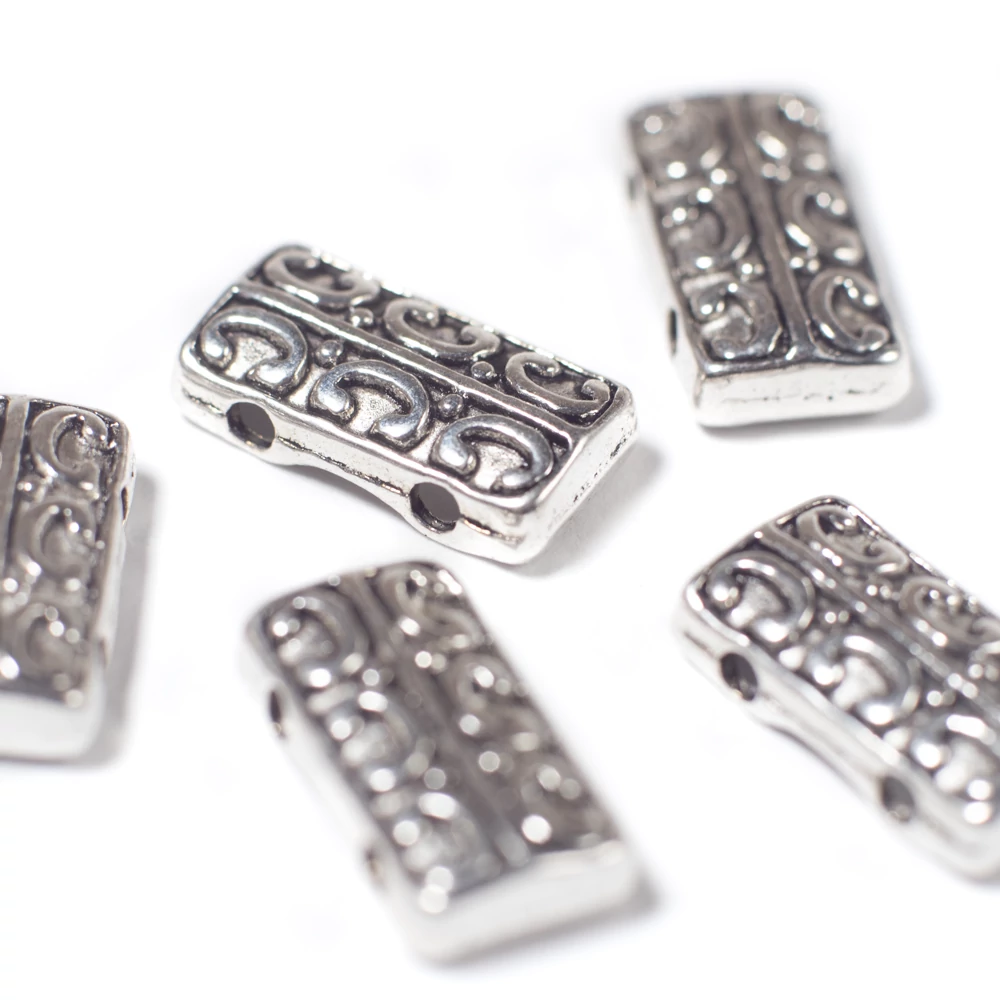 Díszes távtartó, antik ezüst színű, 14x8 mm