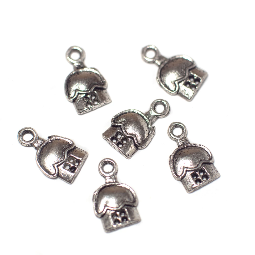 Gombaház, ház, házikó fityegő, medál, antik ezüst színű, 15x10 mm