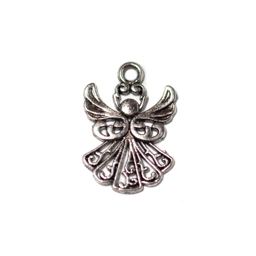 Angyal fityegő, medál, antik ezüst színű, 20x14 mm
