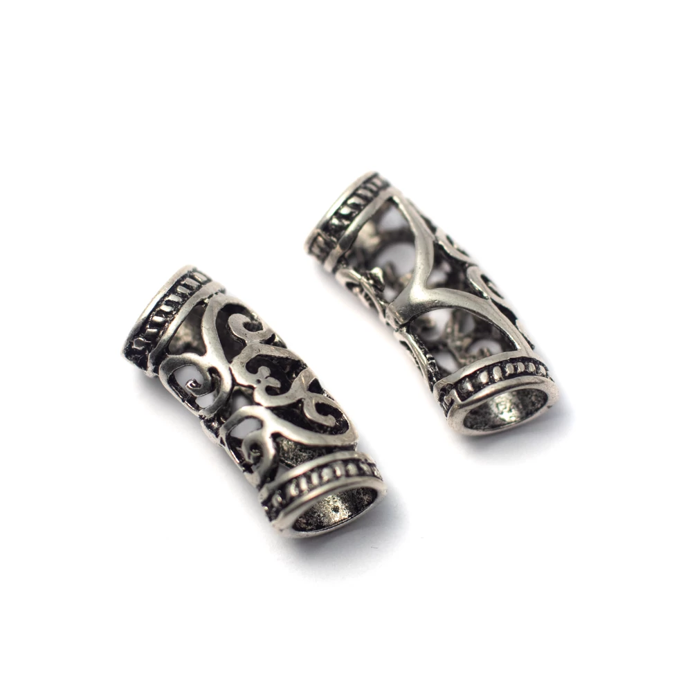 Mintás henger köztes, antik ezüst színű, 24x10 mm