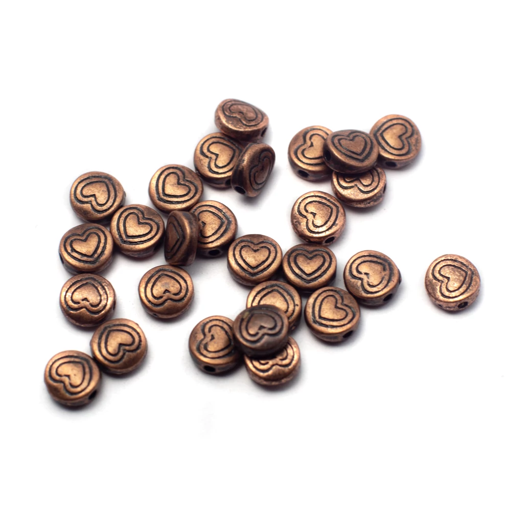 Szív mintás köztes, vörösréz színű, 6 mm