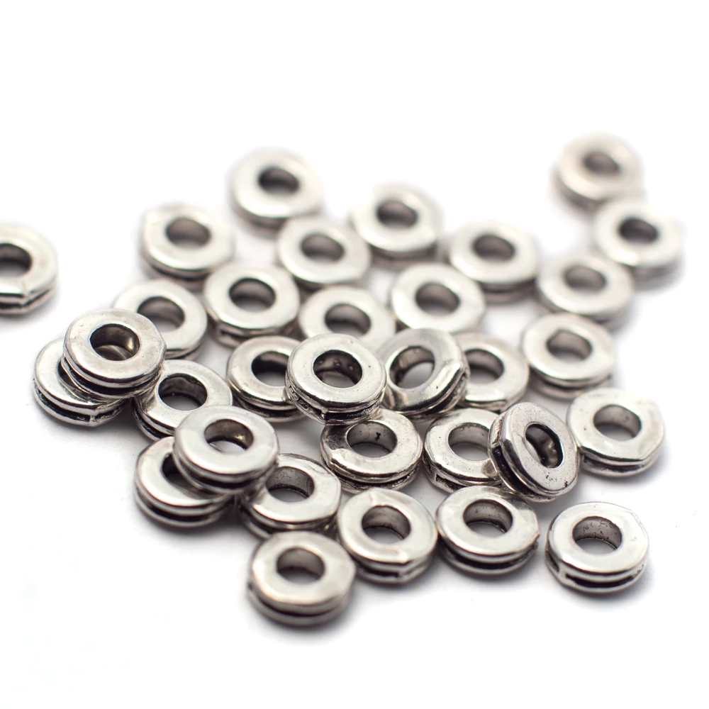 Gyűrű köztes, antik ezüst színű, 6x2 mm, 50 db/cs