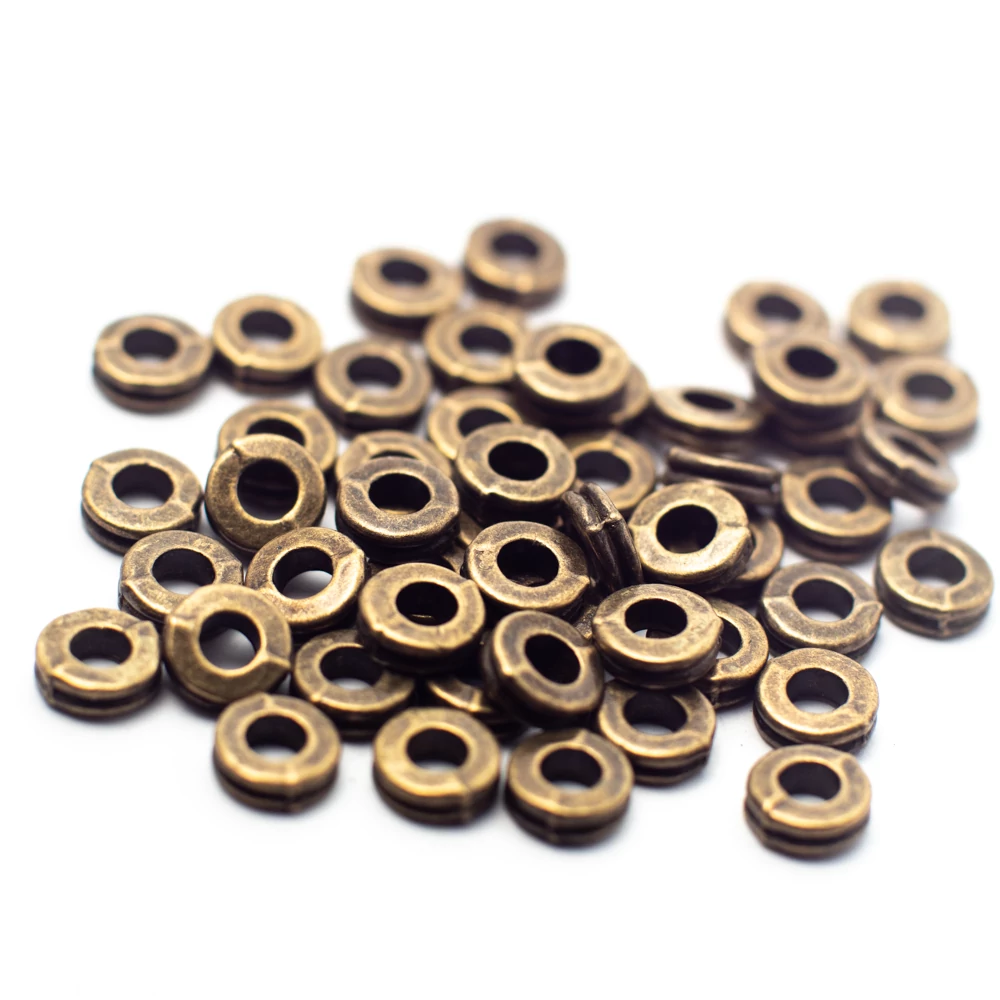 Gyűrű köztes, antik bronz színű, 6x2 mm, 50 db/cs