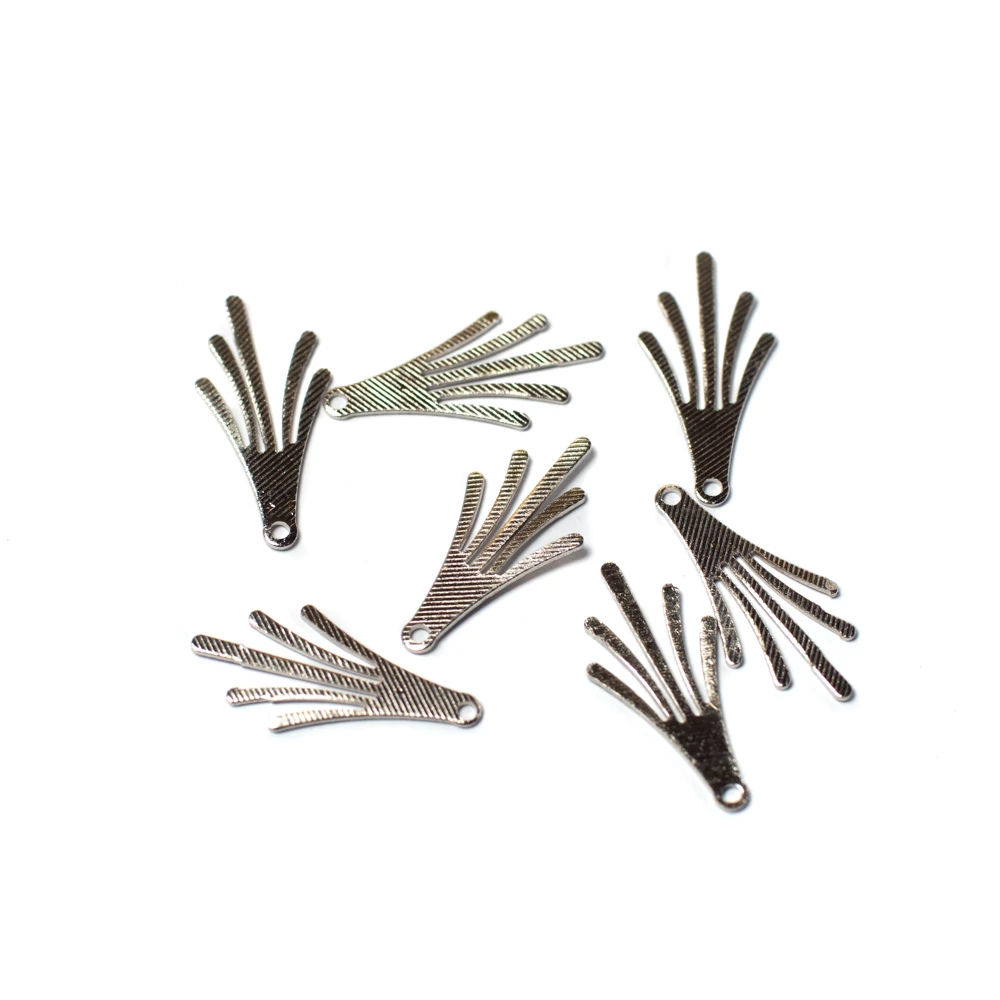 Öt ágú fityegő, medál, antik ezüst színű, 25x13 mm