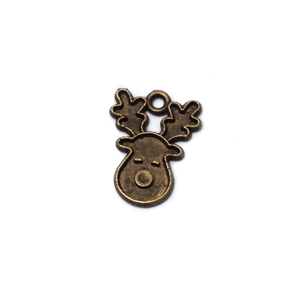 Rénszarvas fityegő, medál, antik bronz színű, 18x13 mm
