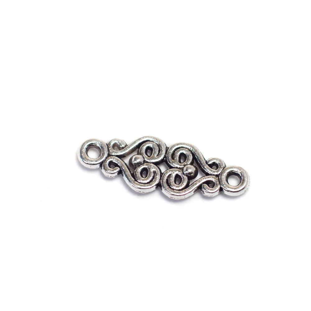 Díszes összekötő, medálalap, antik ezüst színű, 25x8 mm