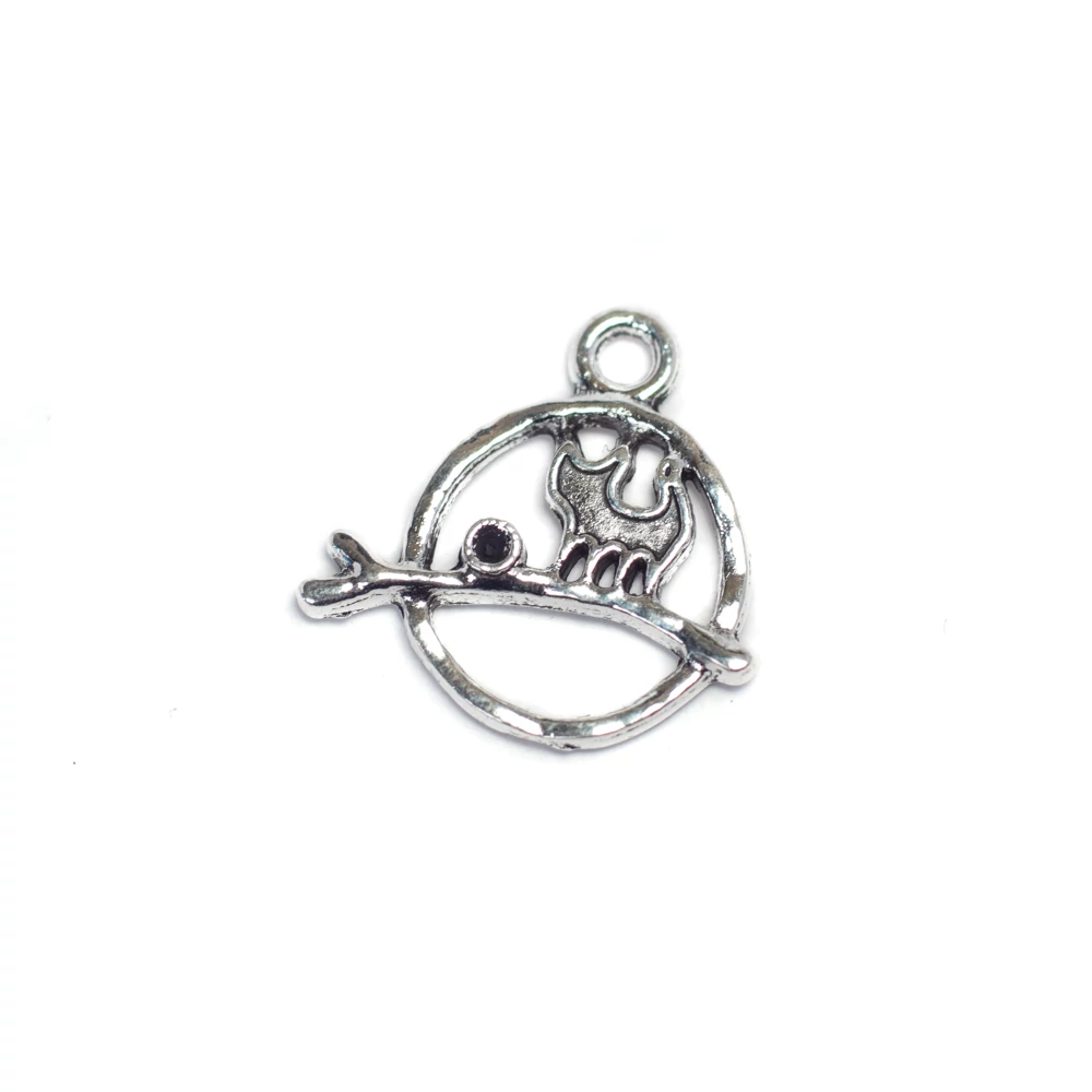 Cica, macska fityegő, medál, antik ezüst színű, 19x19 mm