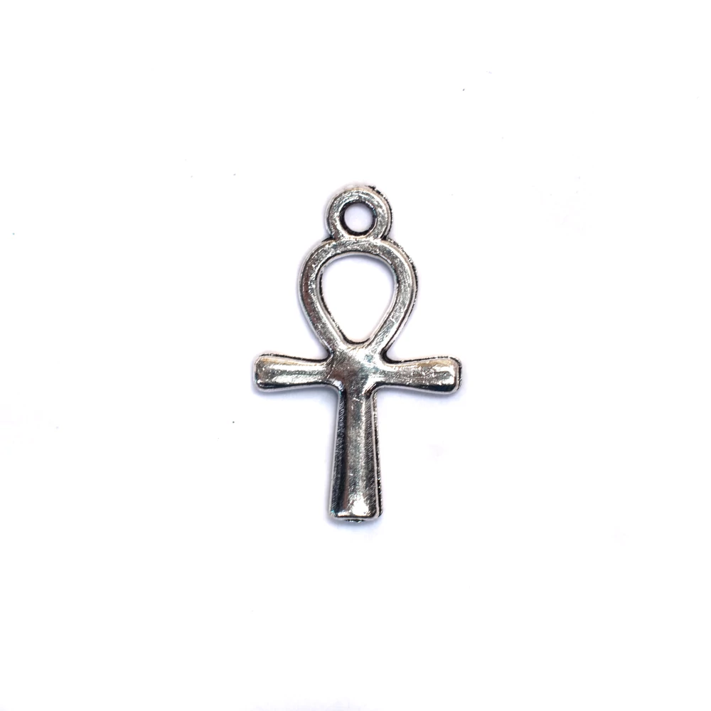 Ankh kereszt fityegő, medál, antik ezüst színű, 21x12 mm